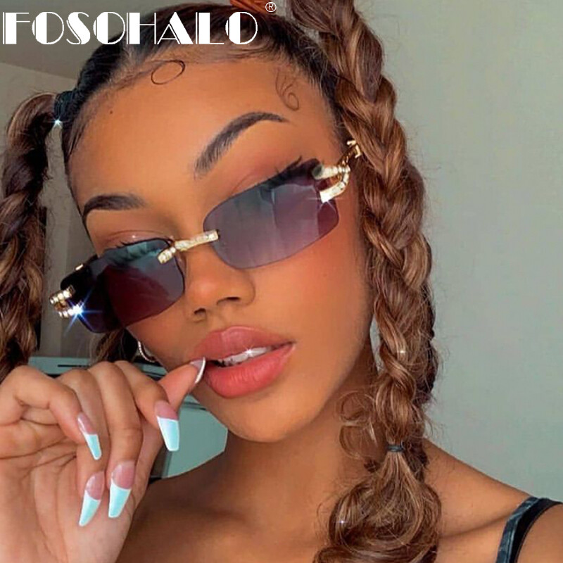 Diamond Rimless Sunglasses Women Luxury Brand Designer Sun Glasses Men
