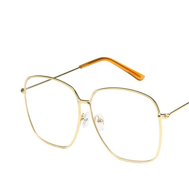 LeonLion 2021 Fashion Metal Women Sunglasses Mirror Classic Large, Lenses Color: Gold