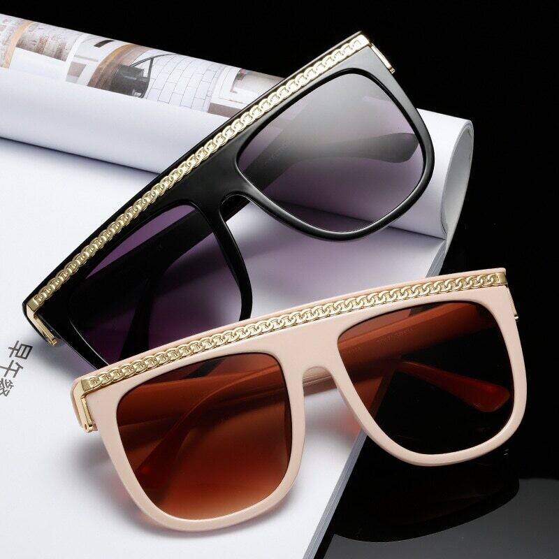 GIFANSEE women square oversized sunglasses gradient big frame glasses
