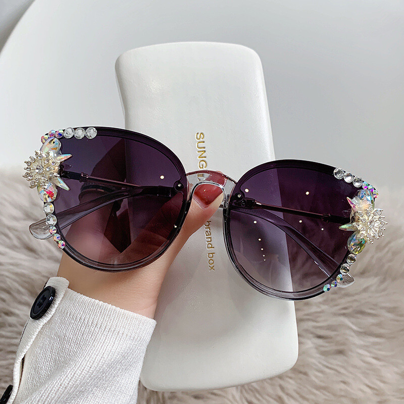 Fashion Cat Eye Round Sunglasses for Women Luxury Brand Designer