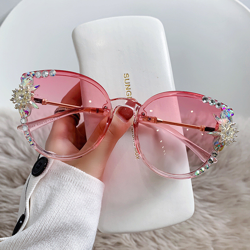 Fashion Cat Eye Round Sunglasses for Women Luxury Brand Designer