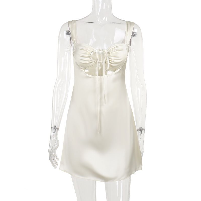 Spring 2024 New Sexy Hip Skirt European And American Style Elegant Slim Strap A- Line Dress Women, Size: S, Color: Apricot