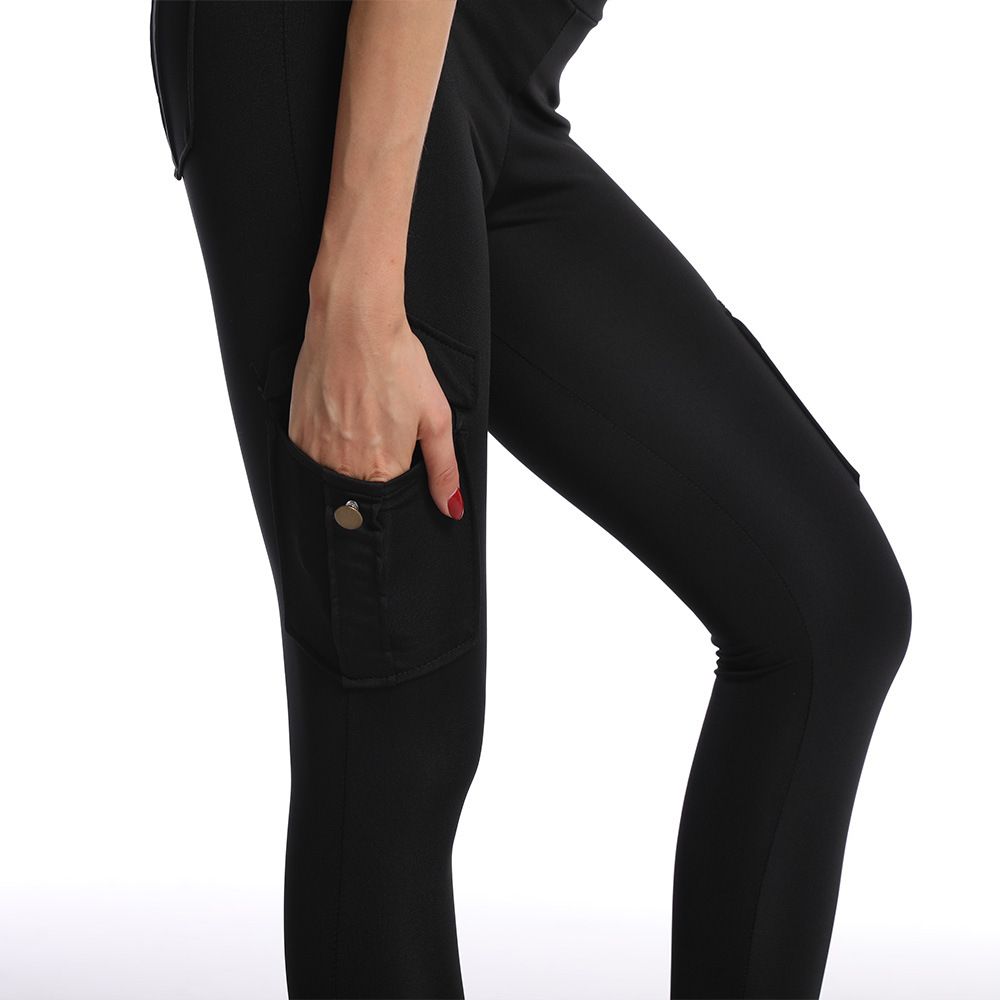 Breathable Hip Lifting Button Pocket Sports Brushed Nude Yoga Slimming Tight Leggings