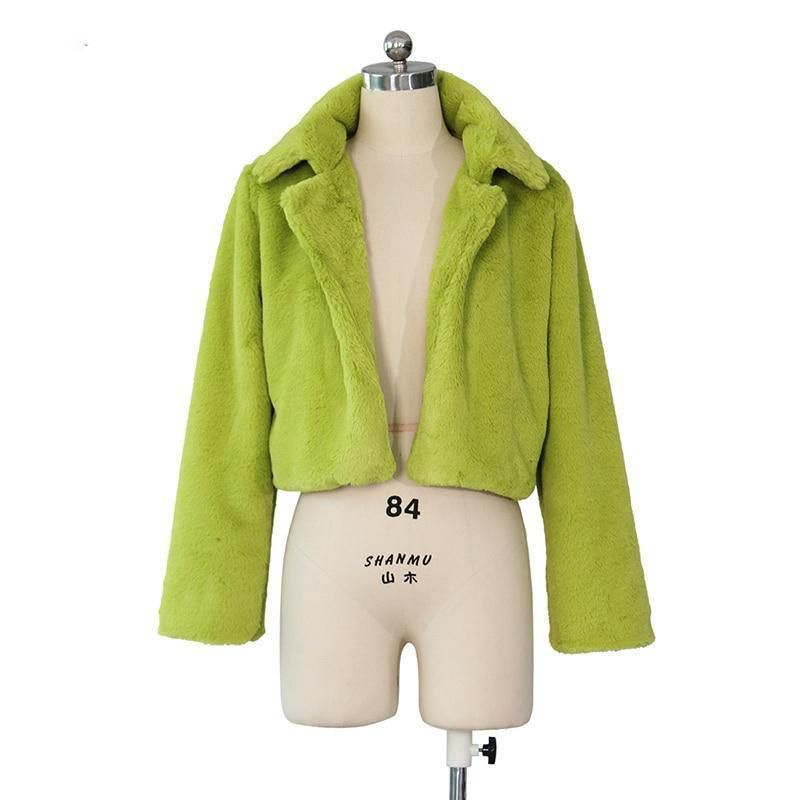 Hot sale Europe and America autumn and winter loose faux fur cardigan short jacket fluffy jacket