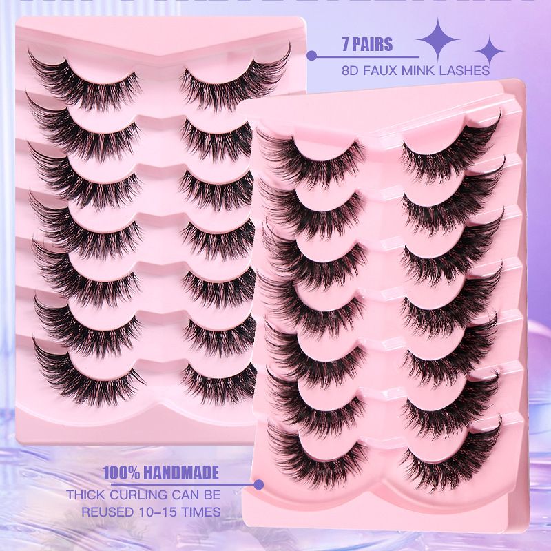 Hot Style 7 Pairs Of Fox Eye False Eyelashes Natural Thick Curly Eyelashes Simulation Cat Eye Eyelashes