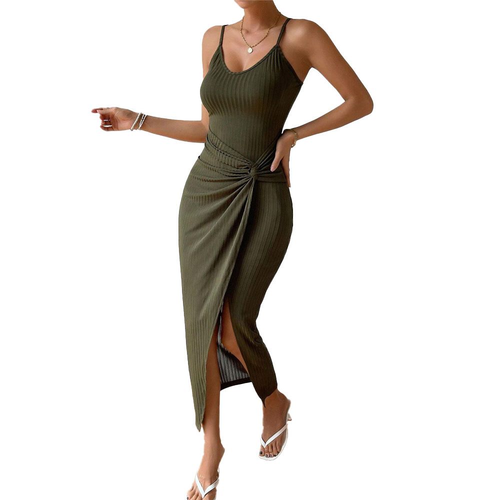Cross-border 2024 Spring And Summer New European And American Women&amp;#039;s Waistband Hip Split Sexy Backless Strap Elegant Dress
