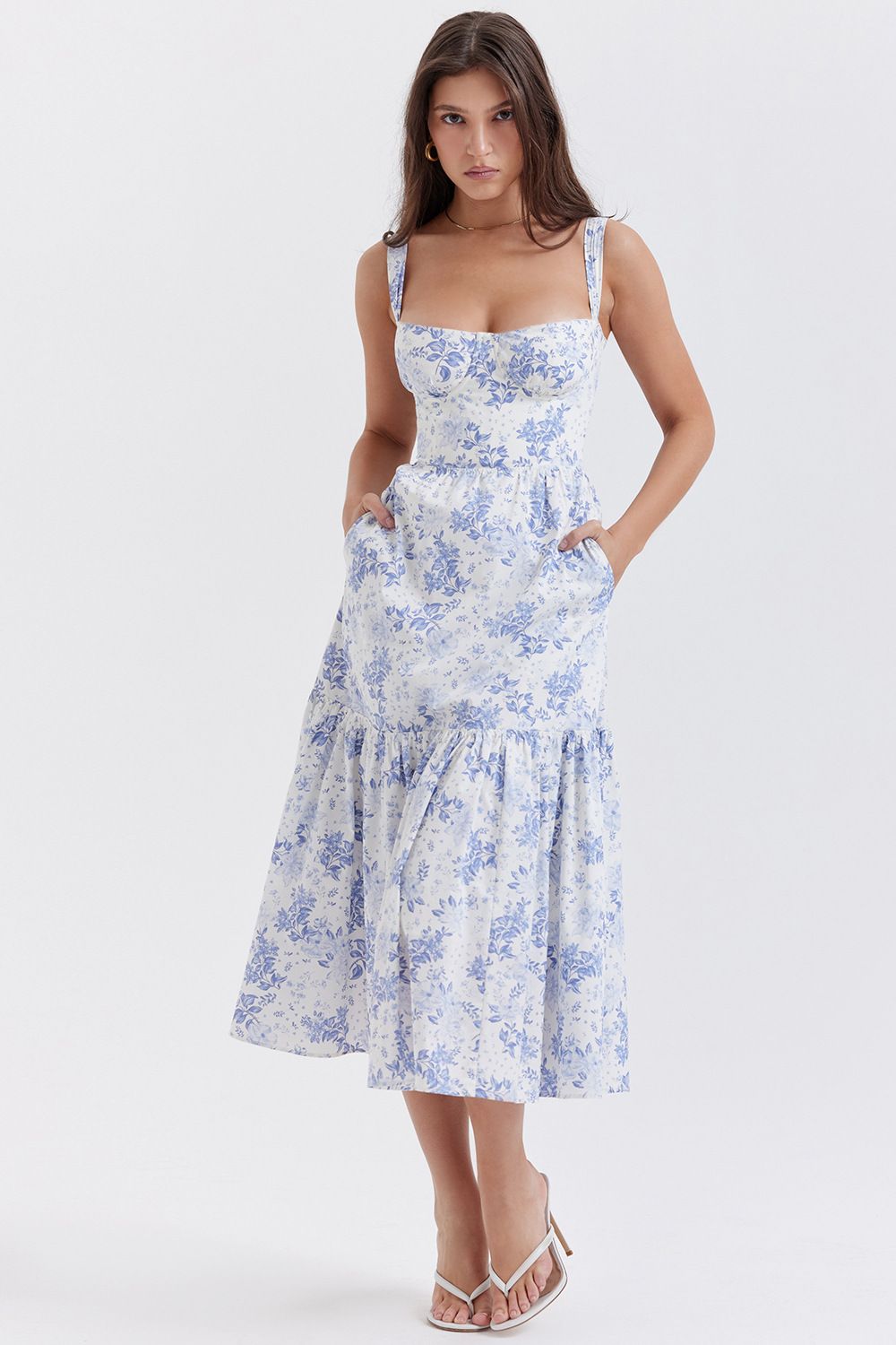 Women&amp;#039;s Independent Station 2024 Spring And Summer New Sweet Spicy Style Sling Solid Color A Swing Floral Cake Dress