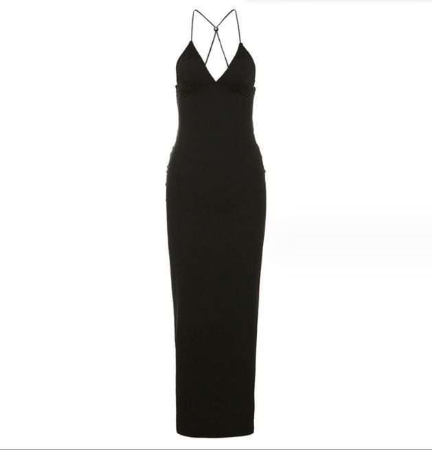 Halter Neck Backless Slim Printed Hip Dress, Color: Black, Size: S