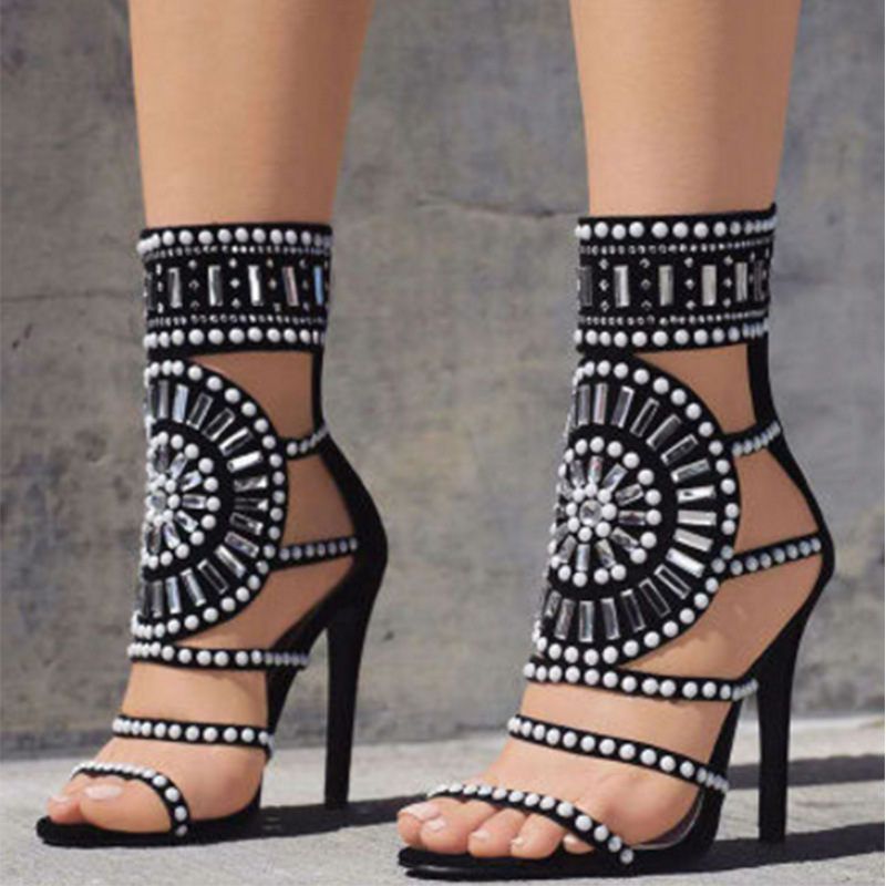 Rhinestone high heel sandals