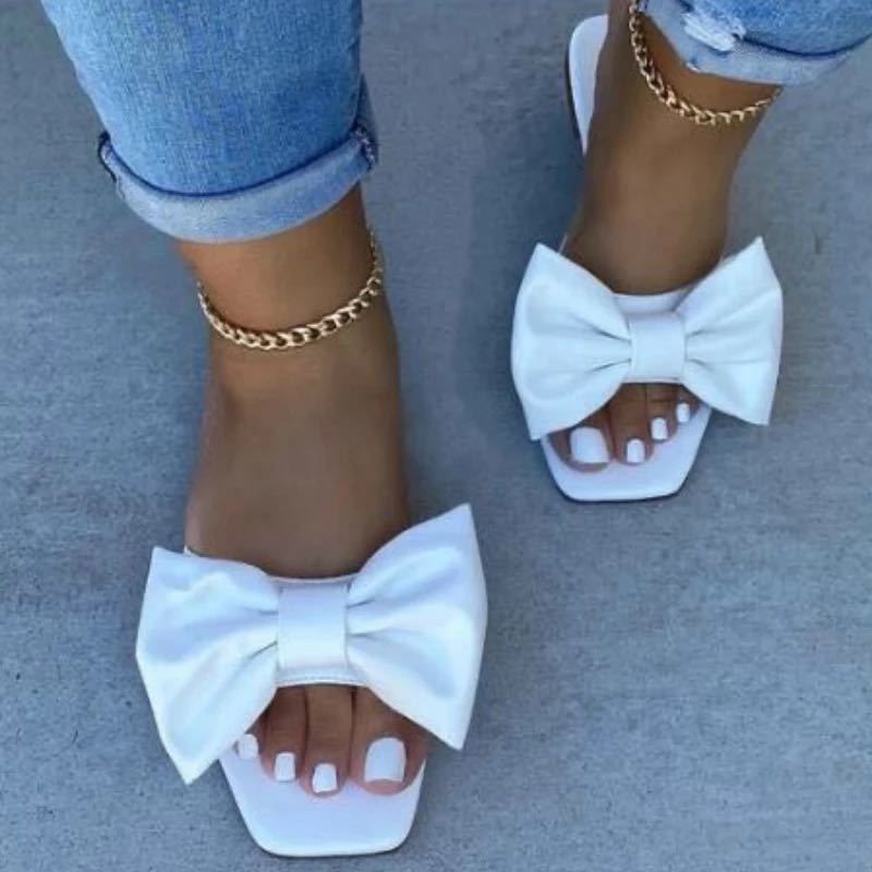 Inventory Wish AliExpress Amazon 2020 Summer New European And American Bow Women&amp;#039;s Casual Slippers Spot