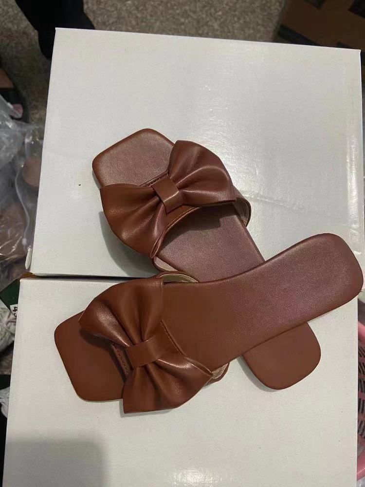 Inventory Wish AliExpress Amazon 2020 Summer New European And American Bow Women&amp;#039;s Casual Slippers Spot