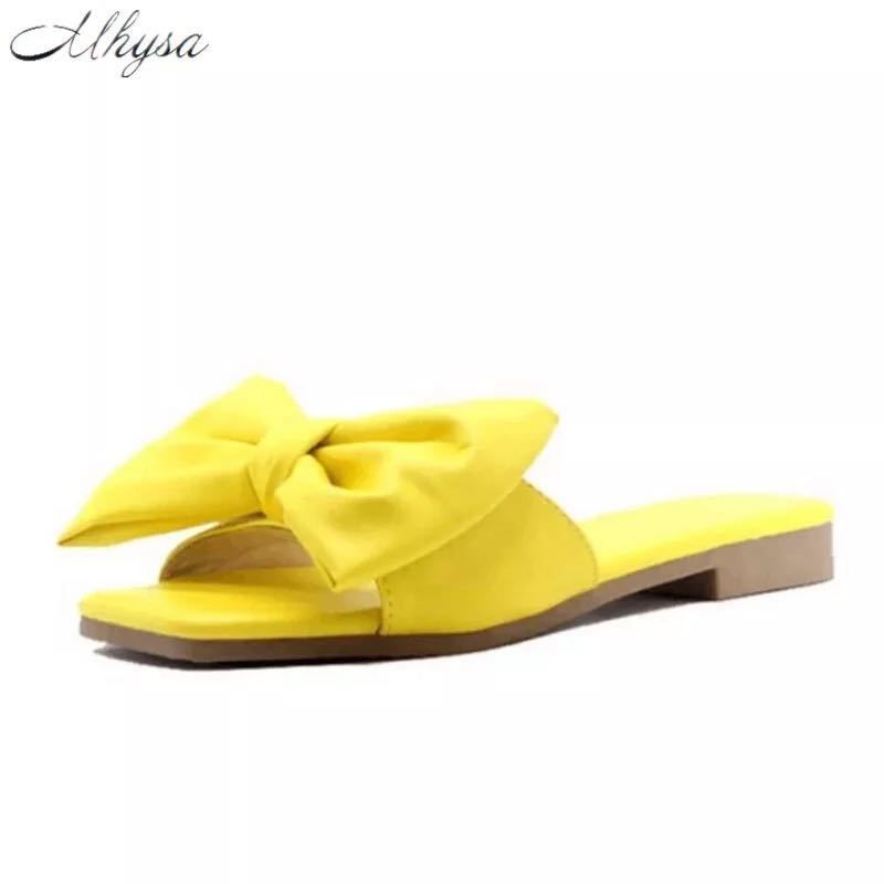 Inventory Wish AliExpress Amazon 2020 Summer New European And American Bow Women&amp;#039;s Casual Slippers Spot
