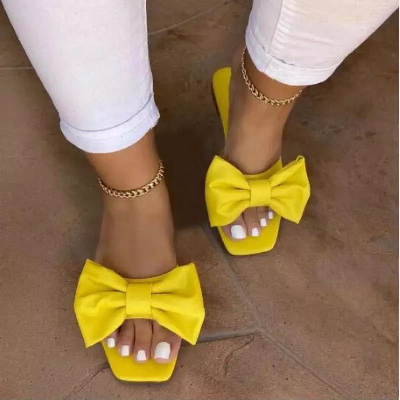 Inventory Wish AliExpress Amazon 2020 Summer New European And American Bow Women&amp;#039;s Casual Slippers Spot
