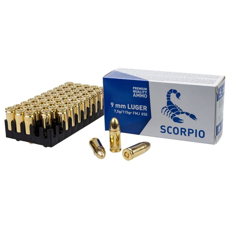 9mm Luger STV Scorpio 9MM, 115gr, FMJ (50 count)