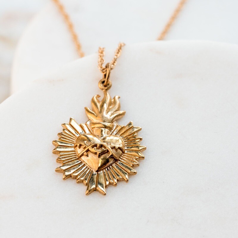Gold Sacred Heart Necklace