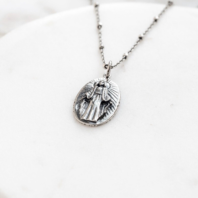 Sterling Our Lady of Grace 18" Necklace
