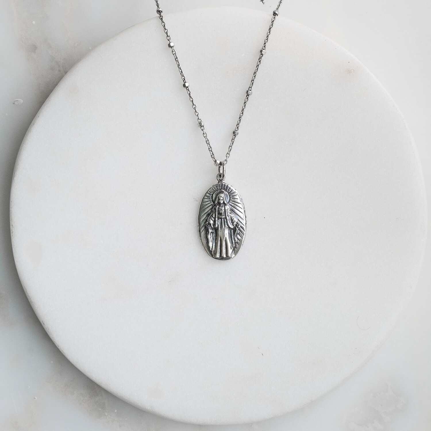 Sterling Our Lady of Grace 18&quot; Necklace