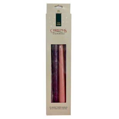 12" Advent Taper Candles - Set of 4