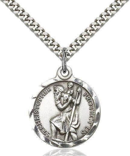 Sterling St. Christopher Medal on 24" Chain