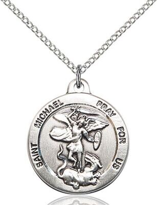 Sterling St. Michael Medal on 24" Chain