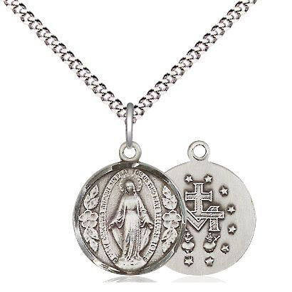 Sterling Miraculous Medal on 18&quot; Chain