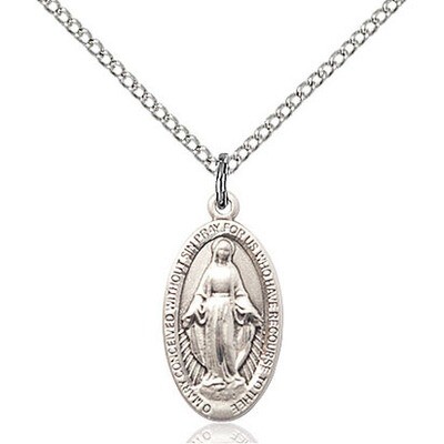 Sterling Silver Miraculous Medal on 18" Chain 