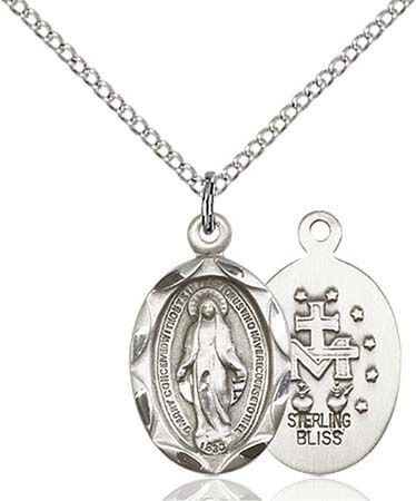 S. Sterling Miraculous Medal on 18" Chain