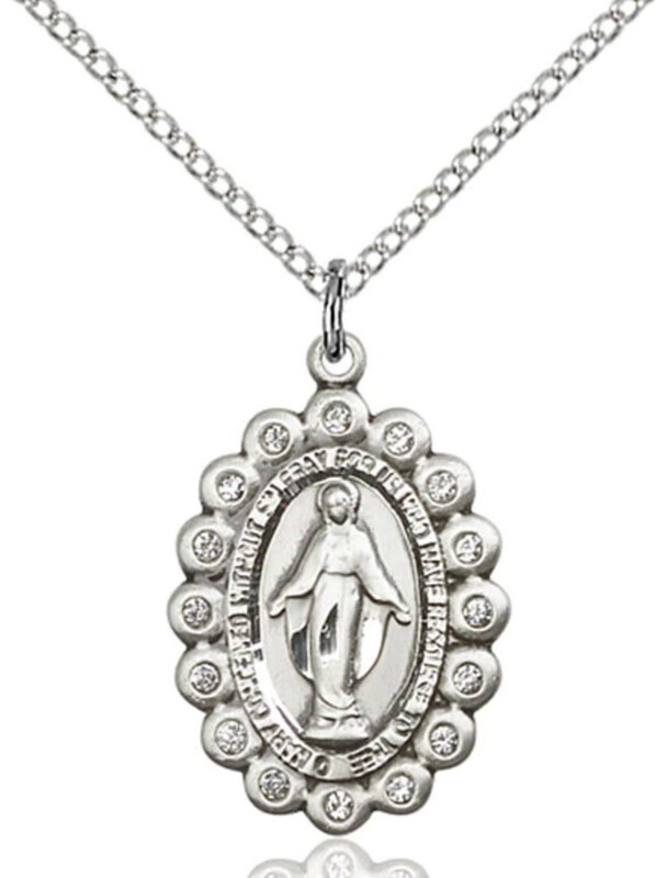 Bliss Miraculous Medal Crystal on 18&quot; Necklace 2009CSS/18S