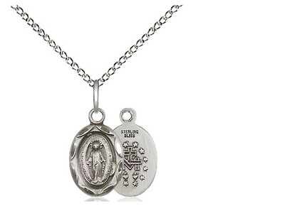 Sterling Miraculous Medal on 13" Chain
