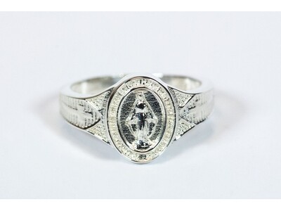 Ladies Sterling Miraculous Medal Ring Size 8