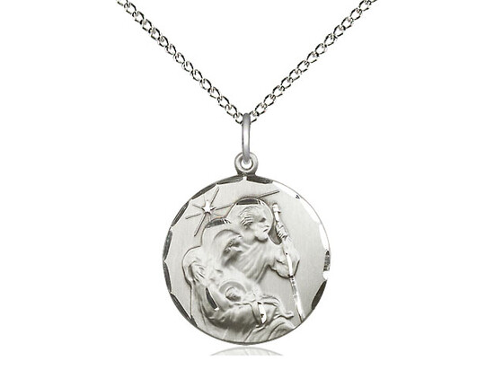 Bliss Sterling Holy Family on 18&quot; Necklace
