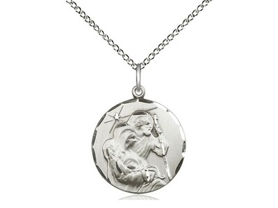 Bliss Sterling Holy Family on 18&quot; Necklace