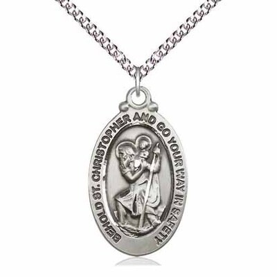 Bliss 4145CSS/24S St Christopher Medal 24&quot; Heavy Curb Chain