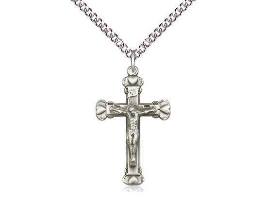 Sterling Crucifix with Hearts on 20" Chain