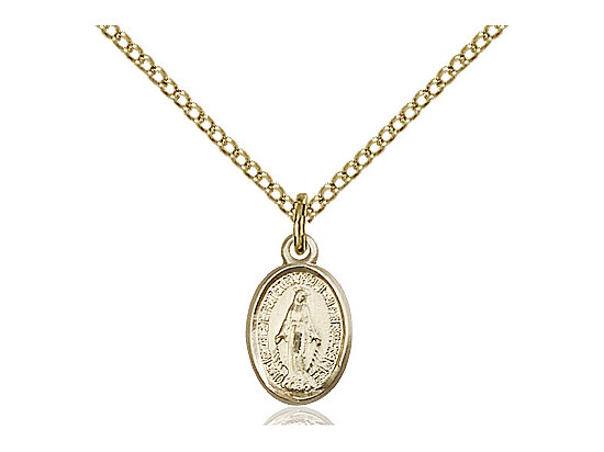 Gold Miraculous Medal on 18&quot; Chain