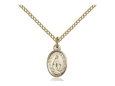 Gold Miraculous Medal on 18" Chain