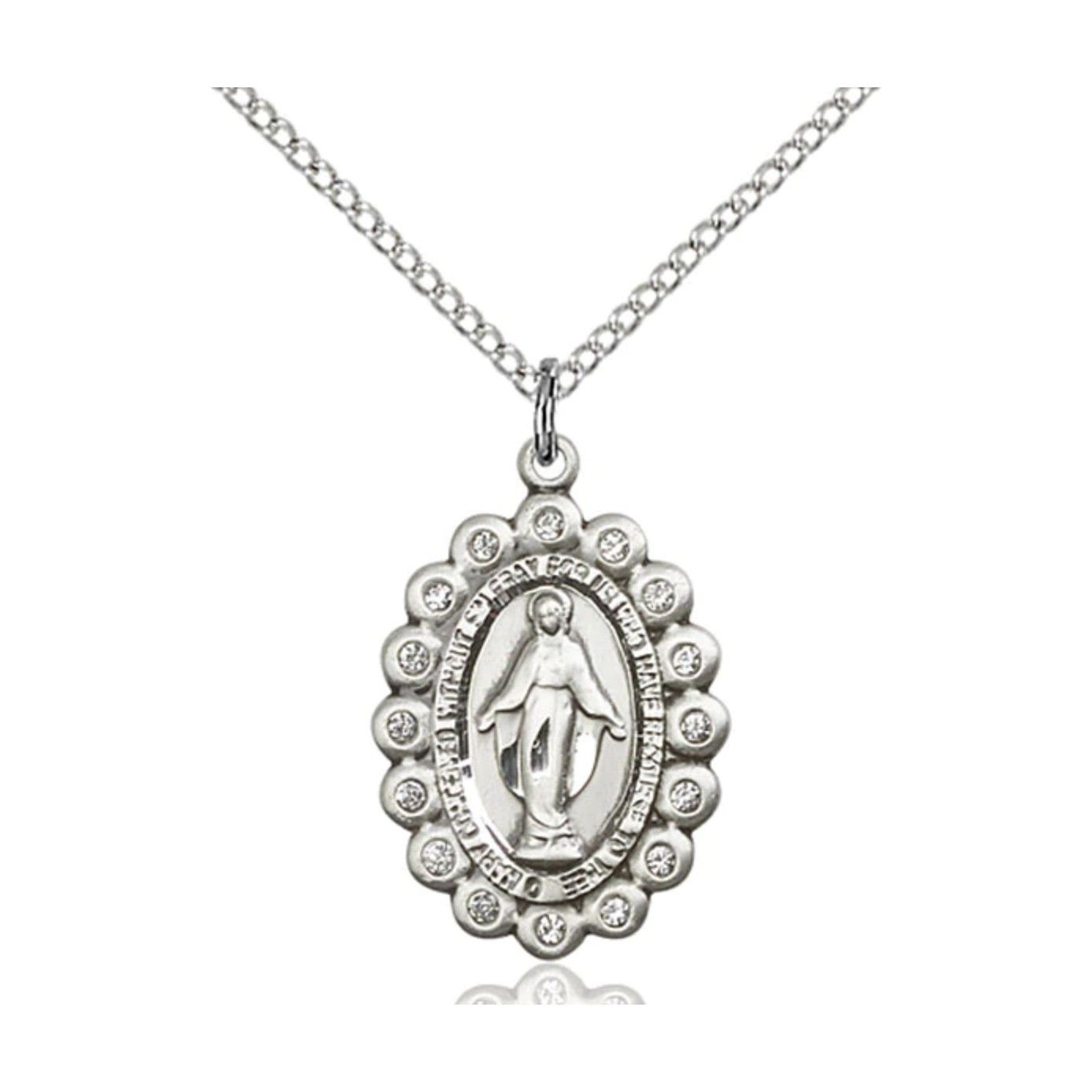 Bliss Miraculous Medal Crystal on 18" Necklace 2009CSS/18S