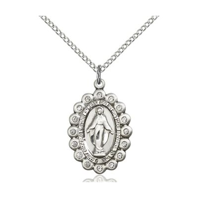 Bliss Miraculous Medal Crystal on 18" Necklace 2009CSS/18S