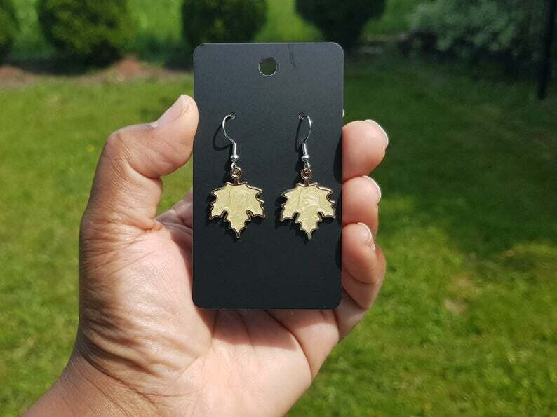 Yellow Gold Maple Leaf Earrings