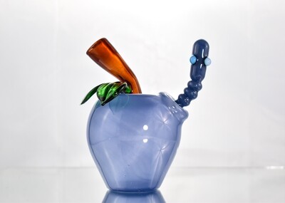 Pouch Glass- Blue Satin Apple Rig 