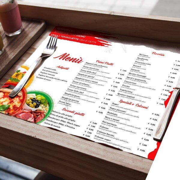 Tovagliette  in carta per alimenti, personalizzabili