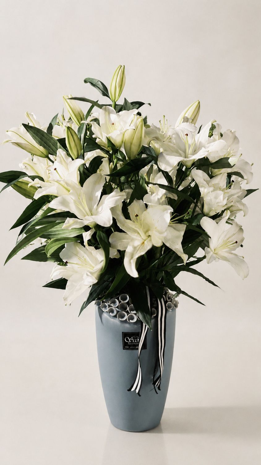Lily’s Vase (الرجاء التأكد من توفر الورد قبل الدفع )