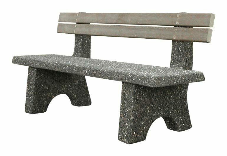 Straight Concrete Bench w/ Back