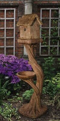 TALL SQUARE BIRD HOUSE AND FEEDER