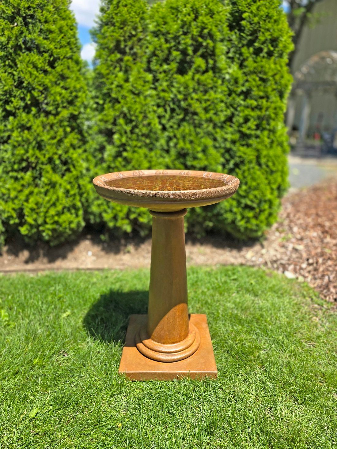 Golden Grain Birdbath