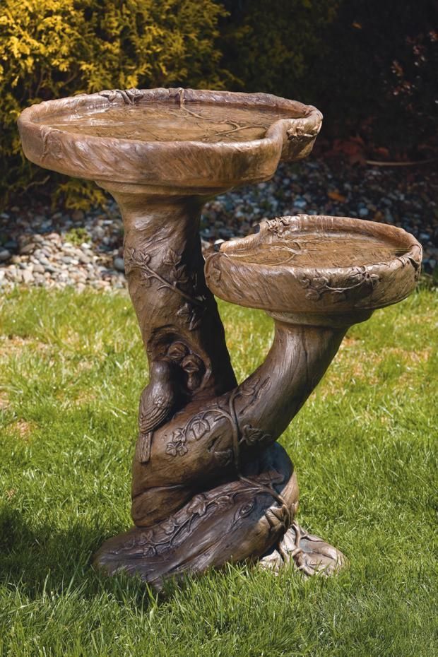 Double Woodscape Bird Bath