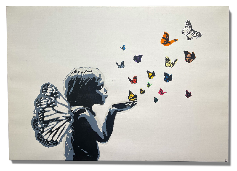 Sommerfugl i vinterland - Lerret 100x70cm