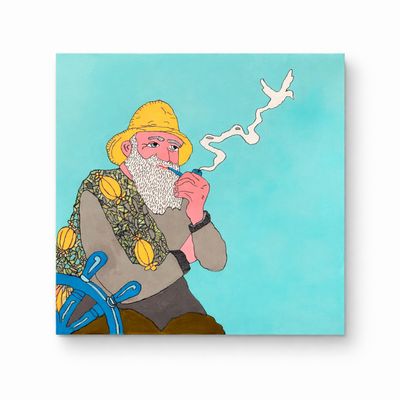 “ Drømmer Meg Bort “ - Fiskeren - Originalt Maleri På Lerret Laget Av Markus Günther