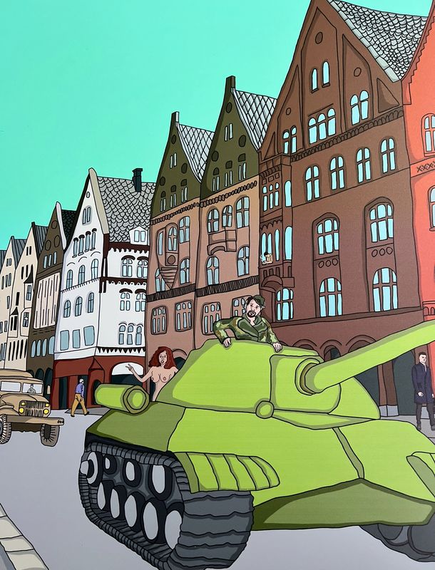 " I LOVE BERGEN " 100x100cm Av Markus Günther