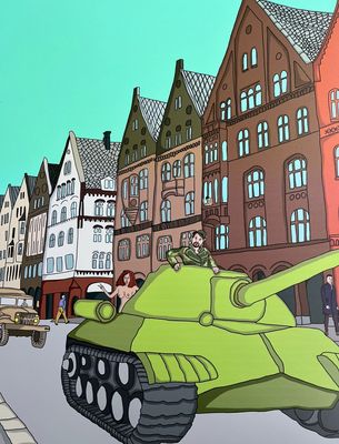 " I LOVE BERGEN " 100x100cm Av Markus Günther